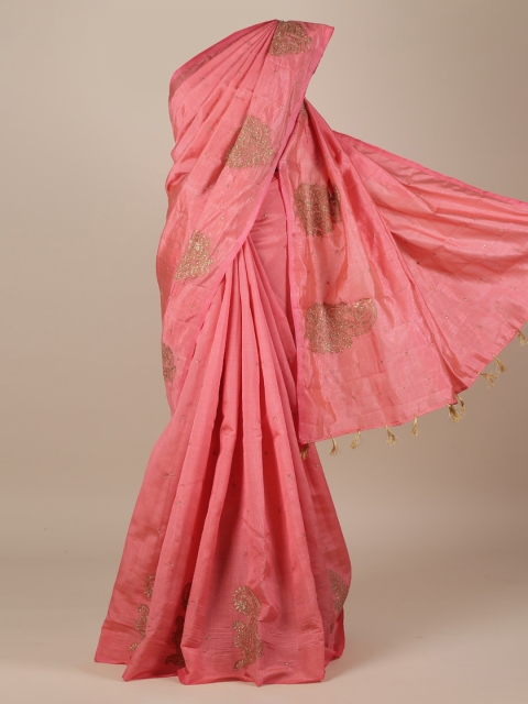 

Pothys Pink Woven Design Jute Silk Saree