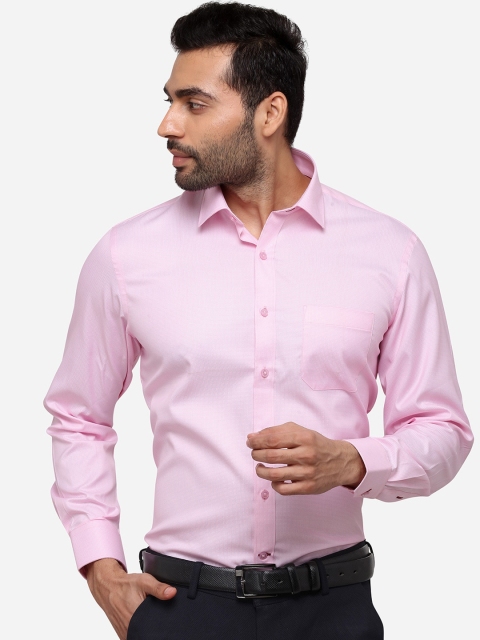 

Greenfibre Men Pink Regular Fit Self Design Formal Shirt