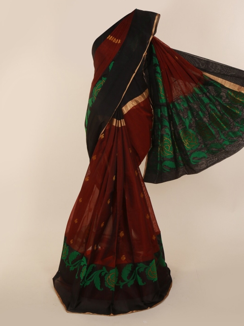 

Pothys Brown & Black Silk Cotton Woven Design Saree