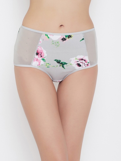 Clovia Women Grey & White Printed High-Rise Hipster Briefs PN2795E01