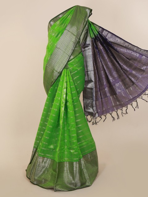 

Pothys Green & Navy Blue Silk Cotton Woven Design Saree