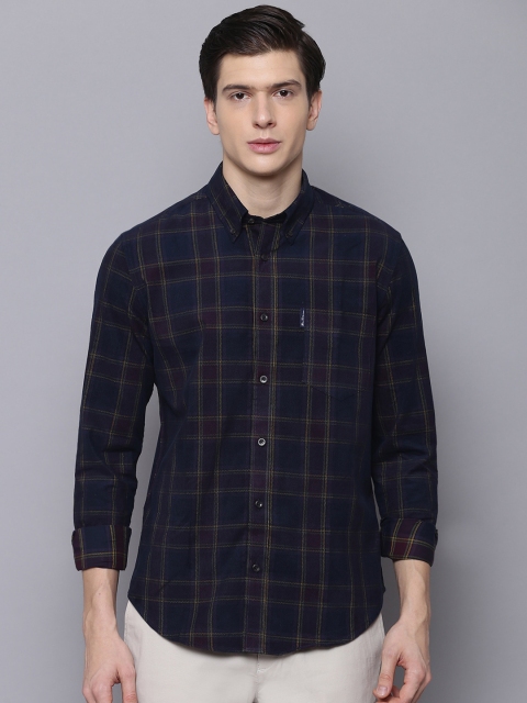 

BEN SHERMAN Men Navy Blue Regular Fit Checked Casual Shirt