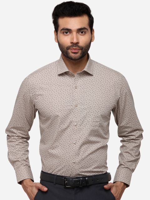 

Greenfibre Men Taupe & Navy Blue Regular Fit Printed Formal Shirt