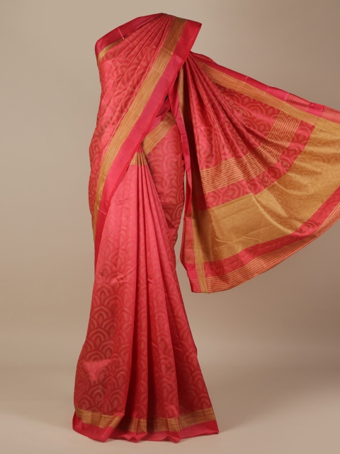 

Pothys Pink Printed Jute Silk Saree