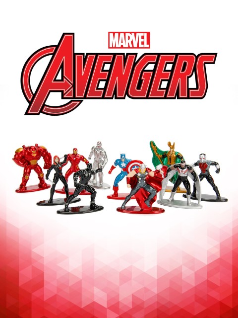 

Jada Toys Kids Set Of 10 Diecast Nano Metal Marvel Action Figures, Red