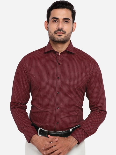

Greenfibre Men Maroon Slim Fit Printed Formal Shirt