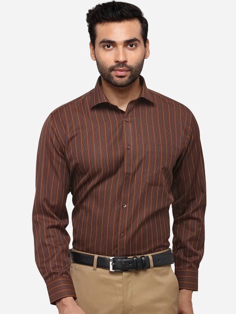 

Greenfibre Men Brown & Beige Regular Fit Striped Formal Shirt