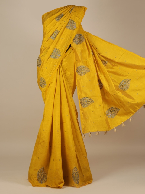 

Pothys Mustard Woven Design Jute Silk Saree