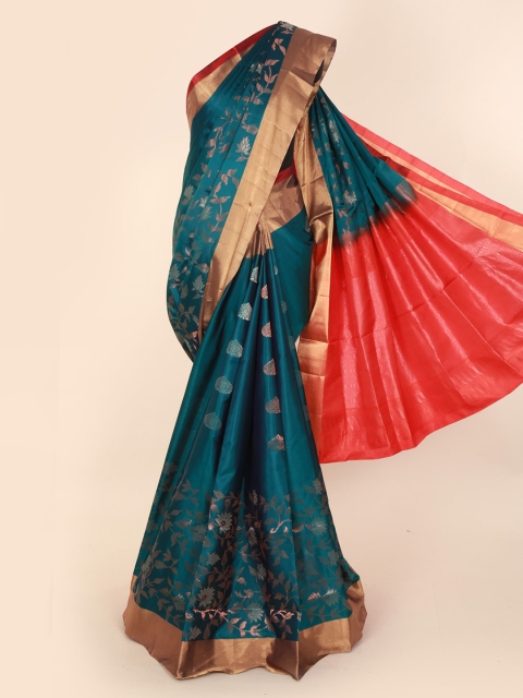 

Pothys Teal Blue Pure Silk Woven Design Kanjeevaram Saree