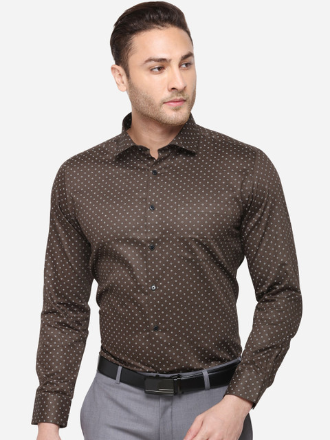 

Greenfibre Men Brown & Off-White Slim Fit Printed Formal Shirt