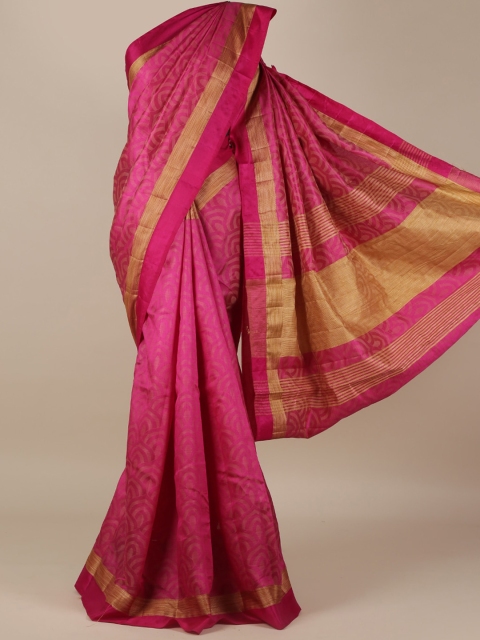 

Pothys Magenta Printed Jute Silk Saree