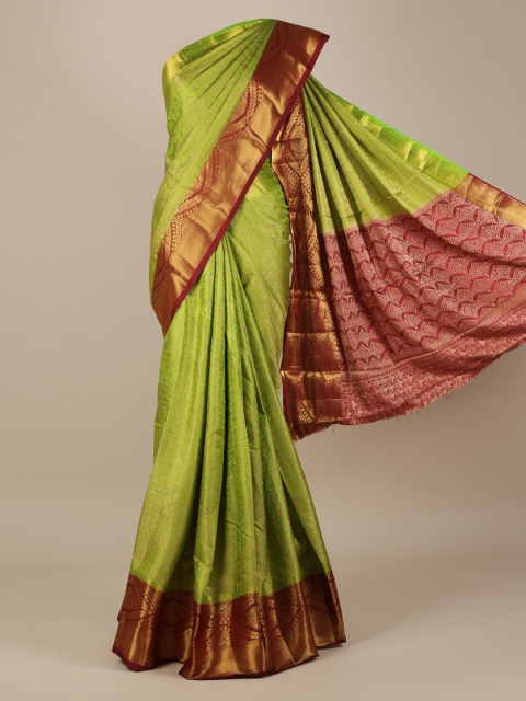 

Pothys Green Printed Jute Silk Saree