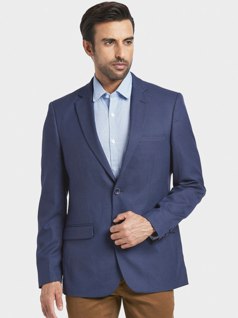 

ColorPlus Men Blue Self Design Single-Breasted Formal Blazer