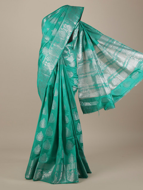 

Pothys Green Printed Jute Silk Saree