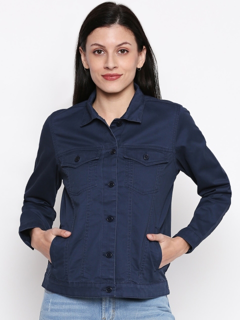 

People Women Blue Solid Denim Jacket