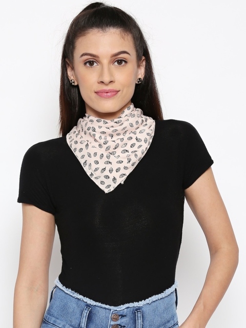 

People Women Pink & Black Printed Cotton Scarf