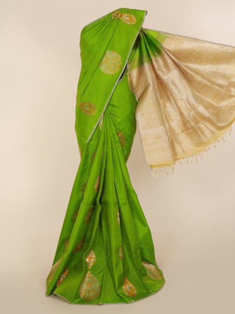 

Pothys Green Pure Silk Woven Design Kanjeevaram Saree