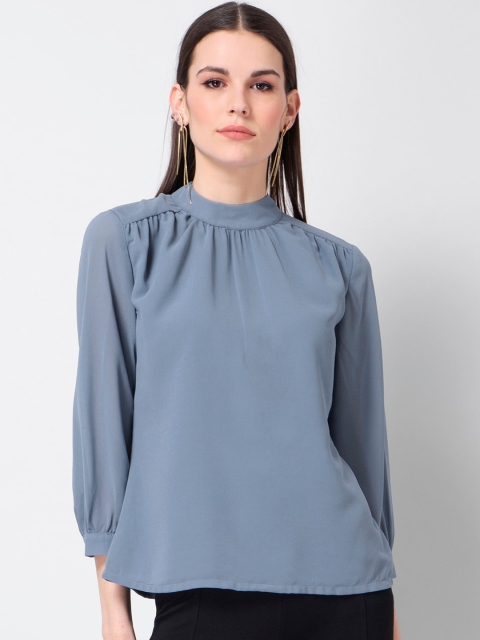 

FabAlley Women Blue Solid A-Line Top