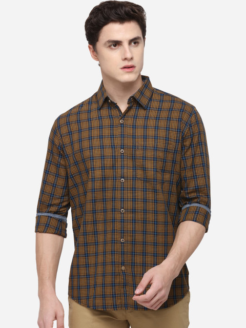 

Greenfibre Men Yellow & Green Regular Fit Checked Casual Shirt