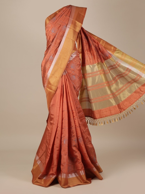 

Pothys Brown Woven Design Jute Silk Saree