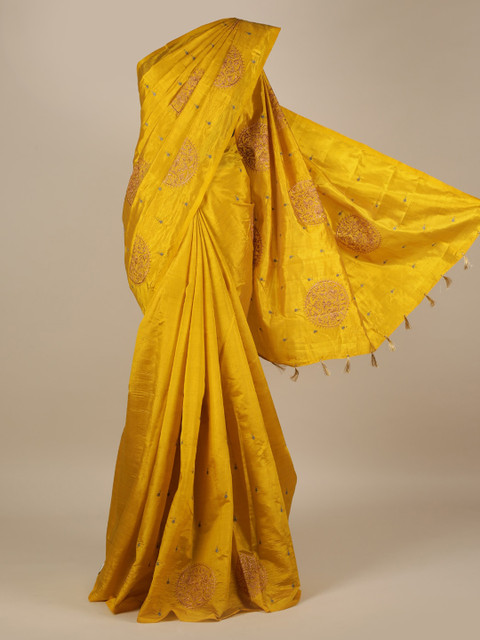 

Pothys Mustard Yellow Woven Design Jute Silk Saree