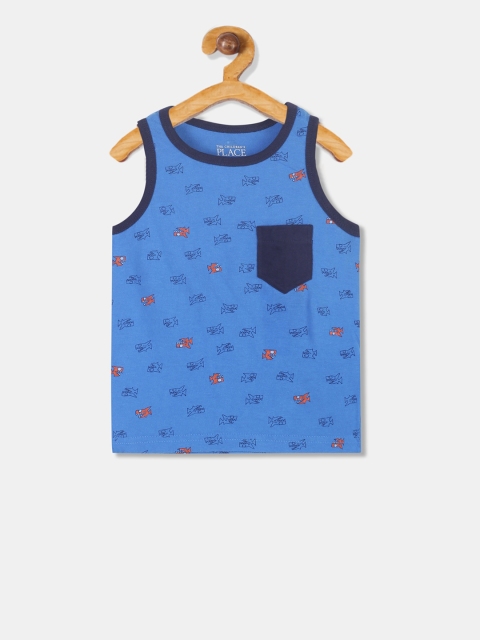 

The Childrens Place Boys Blue Printed Round Neck T-shirt