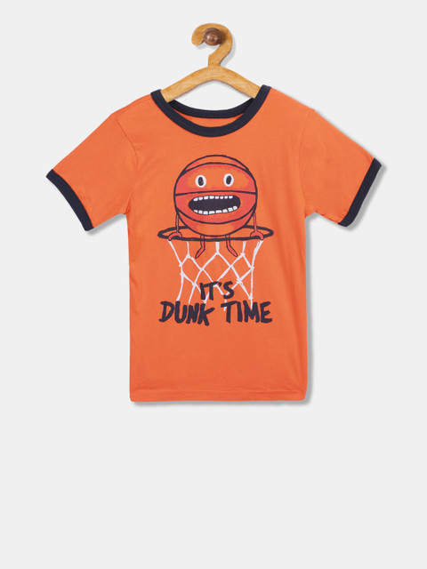 

The Childrens Place Boys Orange Printed Round Neck T-shirt