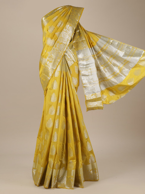 

Pothys Yellow Printed Jute Silk Saree