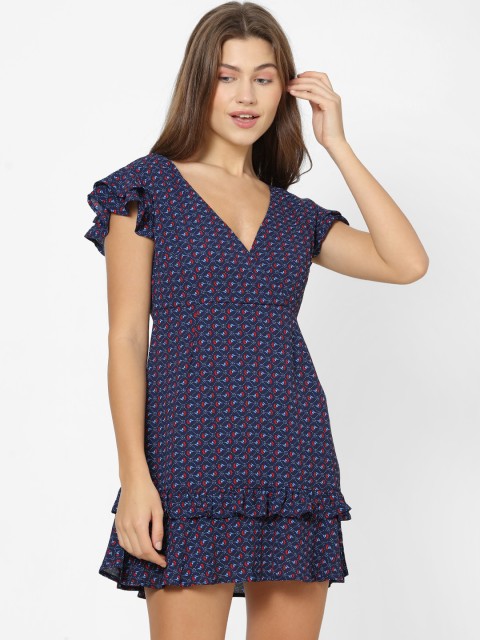 

FOREVER 21 Women Blue Printed Fit and Flare Dress
