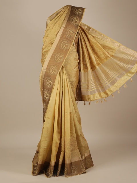 

Pothys Gold-Toned Woven Design Jute Silk Saree