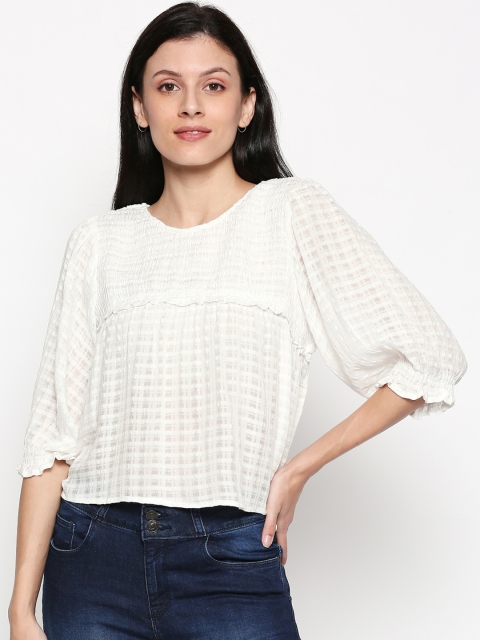 

People Women White Self Design Top