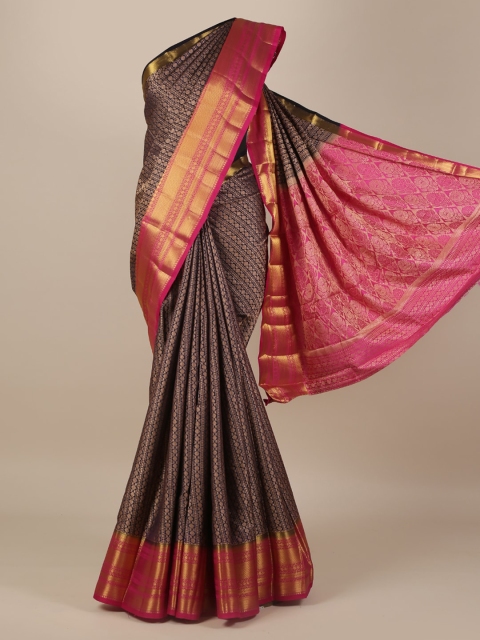 

Pothys Navy Blue Printed Jute Silk Saree