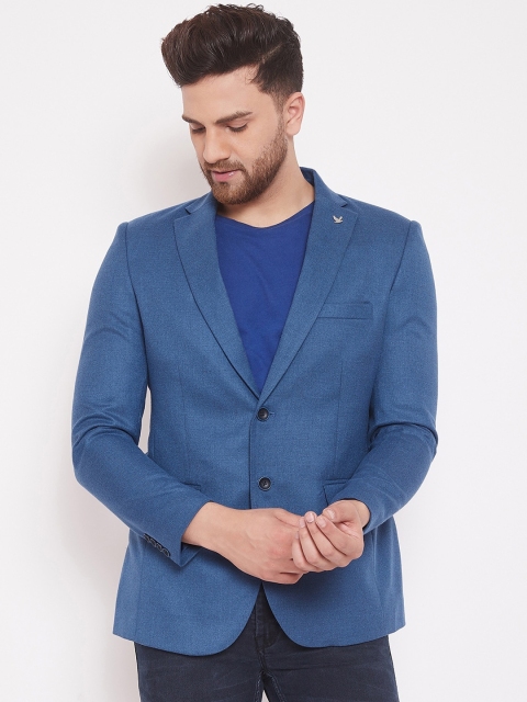 

Canary London Men Blue Solid Single-Breasted Slim-Fit Woollen Blazer