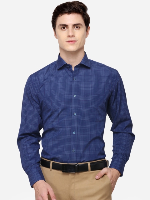 

Greenfibre Men Blue Regular Fit Checked Formal Shirt