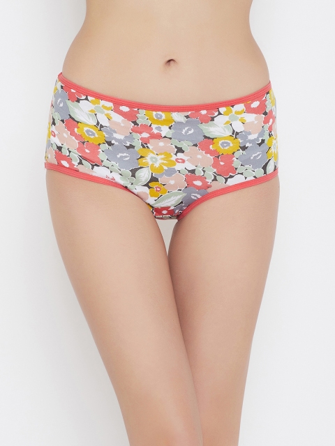 

Clovia Women Coral Pink & Grey Floral-Printed Hipster Briefs PN3221N04S