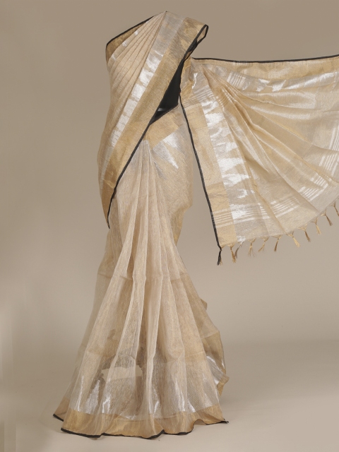 

Pothys Cream-Coloured Solid Pure Linen Saree