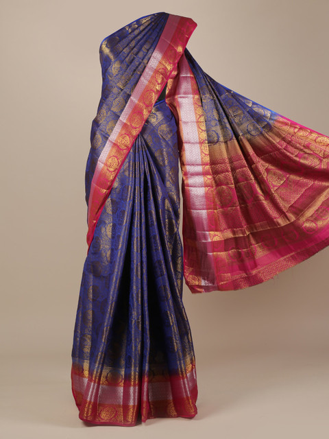

Pothys Blue Printed Jute Silk Saree