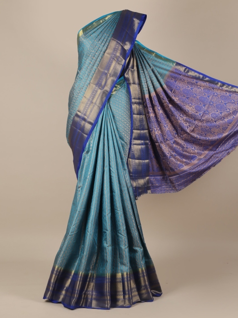 

Pothys Blue Printed Jute Silk Saree