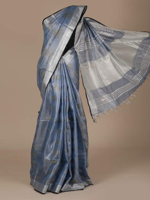 

Pothys Blue Woven Design Pure Linen Saree