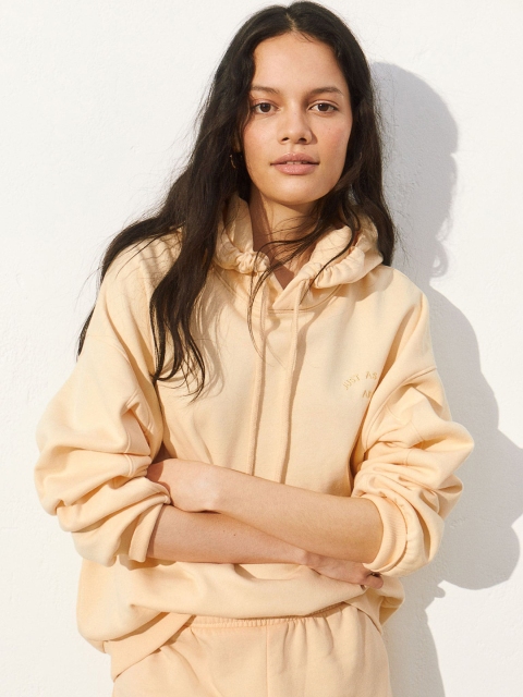 

H&M Women Yellow Cotton-Blend Hoodie