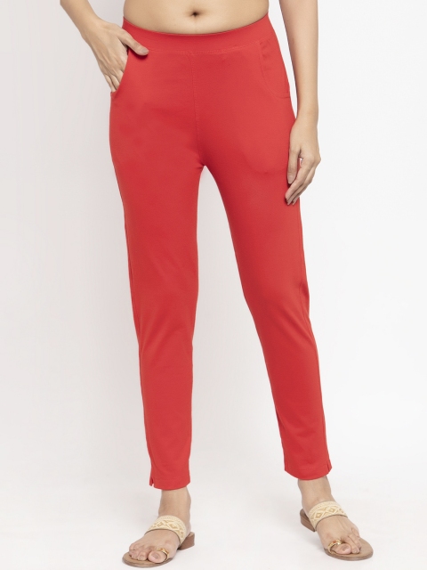 

NEUDIS Women Red Solid Skinny Fit Treggings