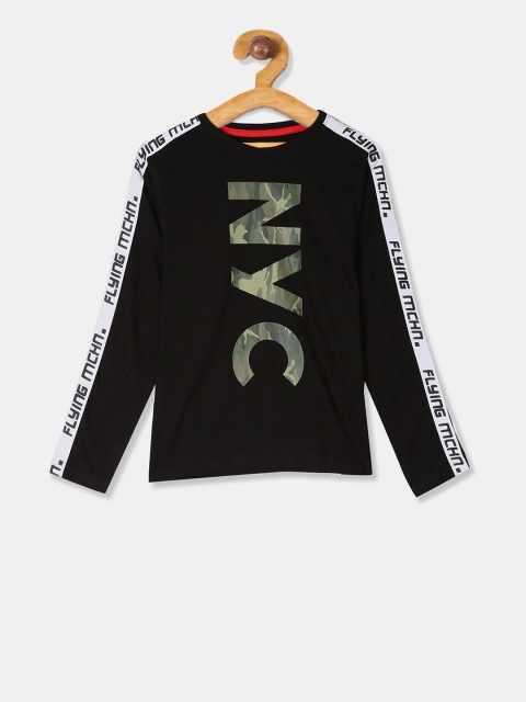 

Flying Machine Boys Black Printed Round Neck T-shirt