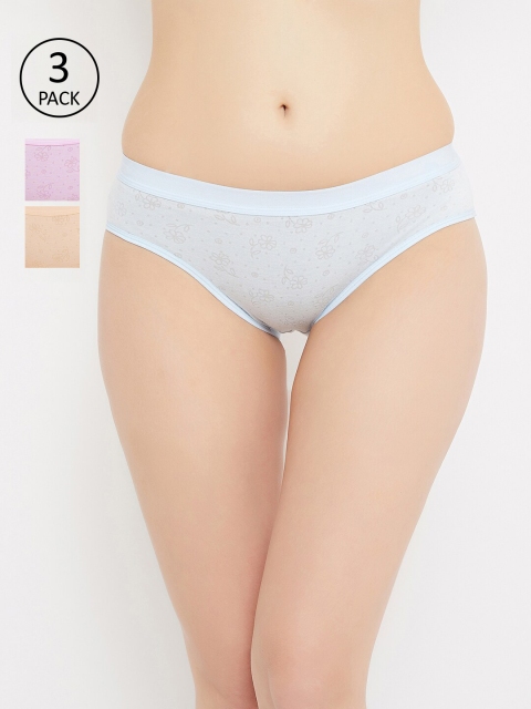 

ALIZA Women Pack Of 3 Printed Low-Rise Hipster Briefs S.S.P.S_501856, Blue