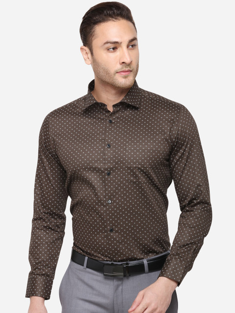 

Greenfibre Men Brown & Off-White Slim Fit Printed Formal Shirt