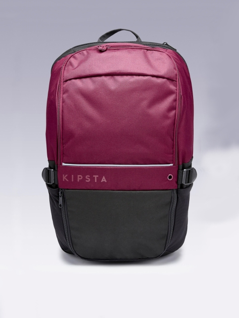 

Kipsta By Decathlon Unisex Black & Burgundy Colourblocked Essential 35 L Backpack