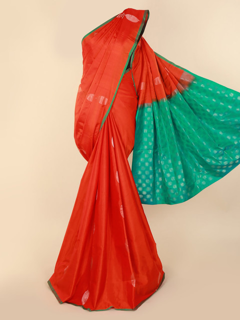 

Pothys Orange & Green Pure Silk Woven Design Kanjeevaram Saree