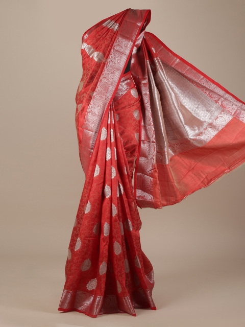 

Pothys Red Printed Jute Silk Saree