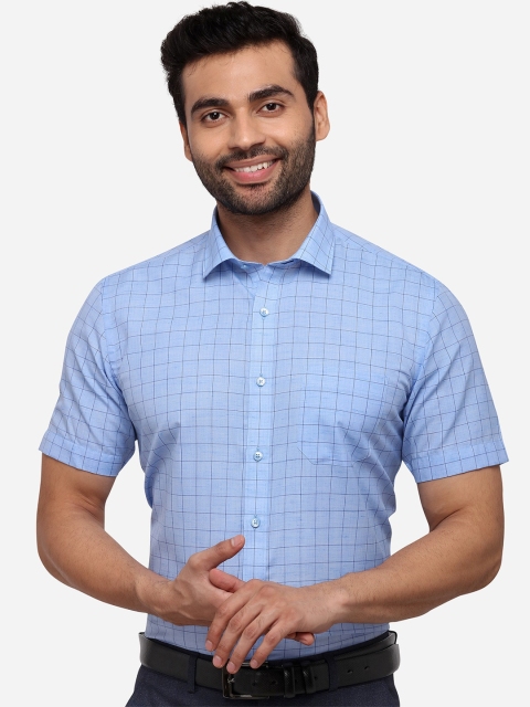 

Greenfibre Men Blue Regular Fit Checked Formal Shirt