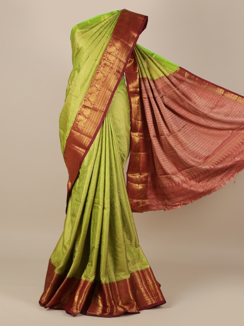 

Pothys Green Printed Jute Silk Saree