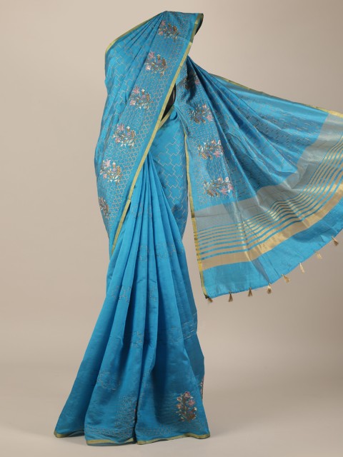 

Pothys Blue Woven Design Jute Silk Saree
